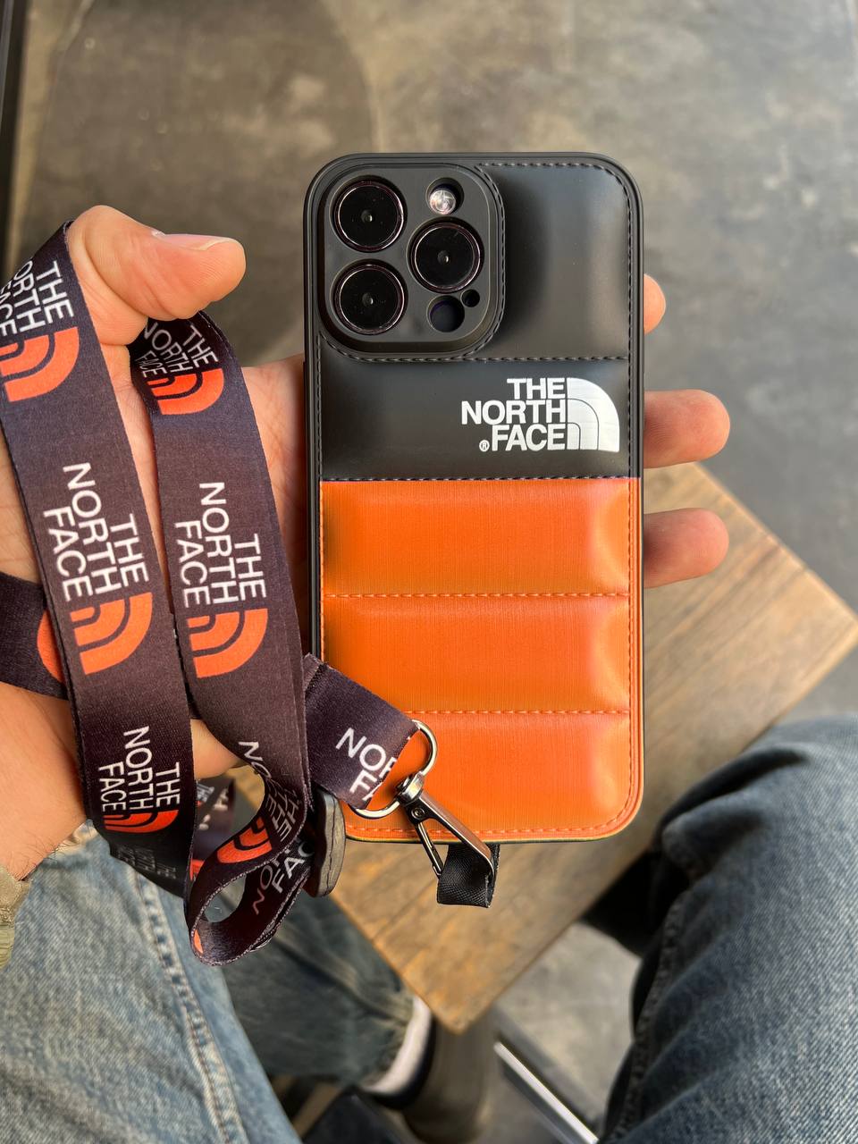 North Face Orange Puffer